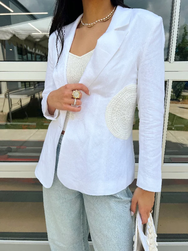 JULY CROCHET LINEN BLAZER Relaxed Women's 