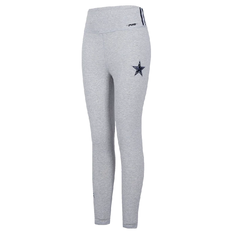 NFL DALLAS COWBOYS SCRIPT TAIL WOMEN'S HIGH WAIST JERSEY LEGGING (HEATHER GREY) Edgy Women's Punk