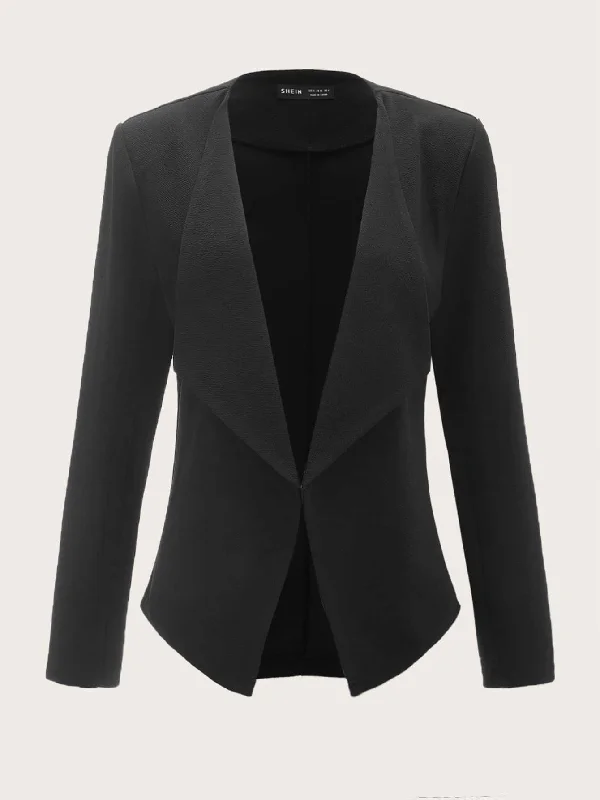 Elegant Plain Long Sleeve Waterfall Regular Women Blazer Refined Women's 