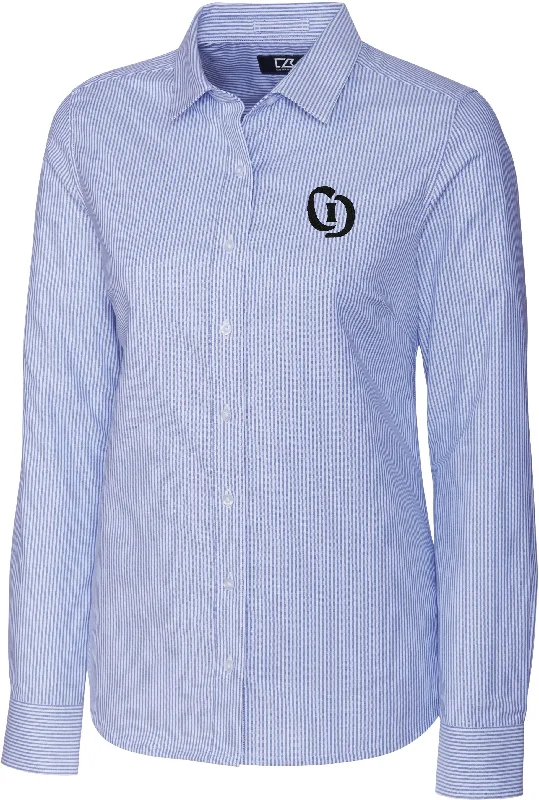 Cutter & Buck Ladies Long Sleeve Stretch Oxford Stripe Elegant Women's 