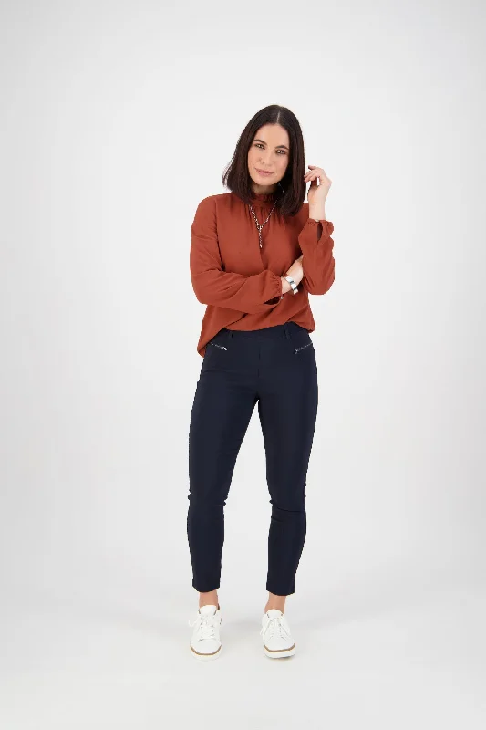 5853 Navy skinny leg pull on Feminine Women's Soft 