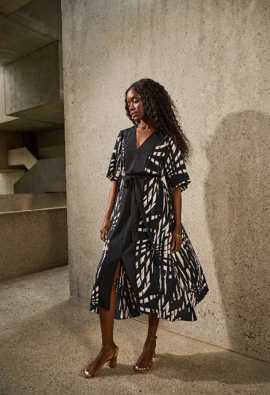 Tropical Print A-line Dress Hip Women's Urban