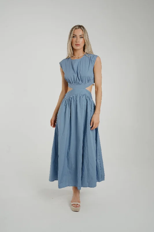 Millie Cut Out Detail Dress In Blue Country