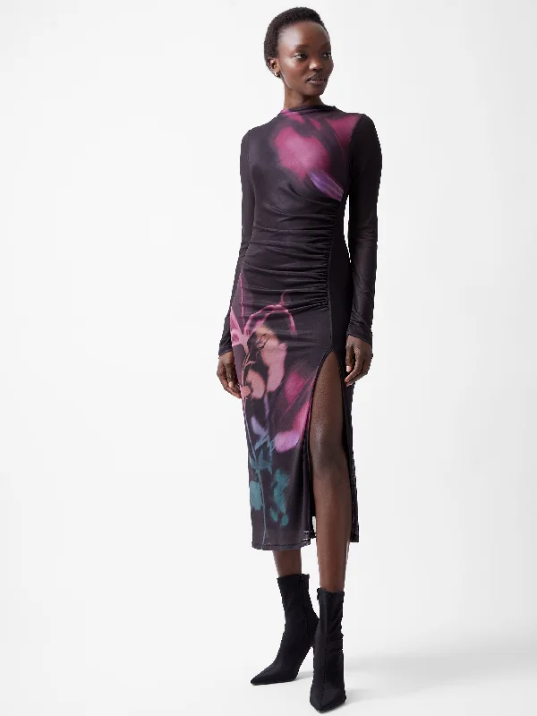 Smokey Placement Floral Dress Modern Women's 