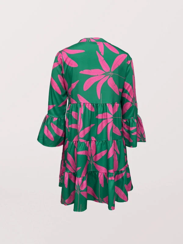 BerryBetty - Women's floral print bell sleeve dress Vintage Women's 1970S 