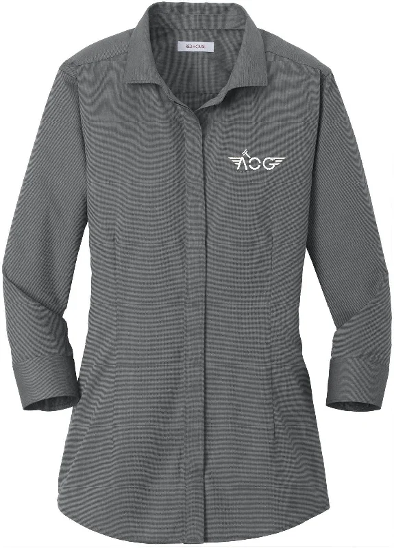 Red House Ladies 3/4-Sleeve Nailhead Non-Iron Shirt Disco