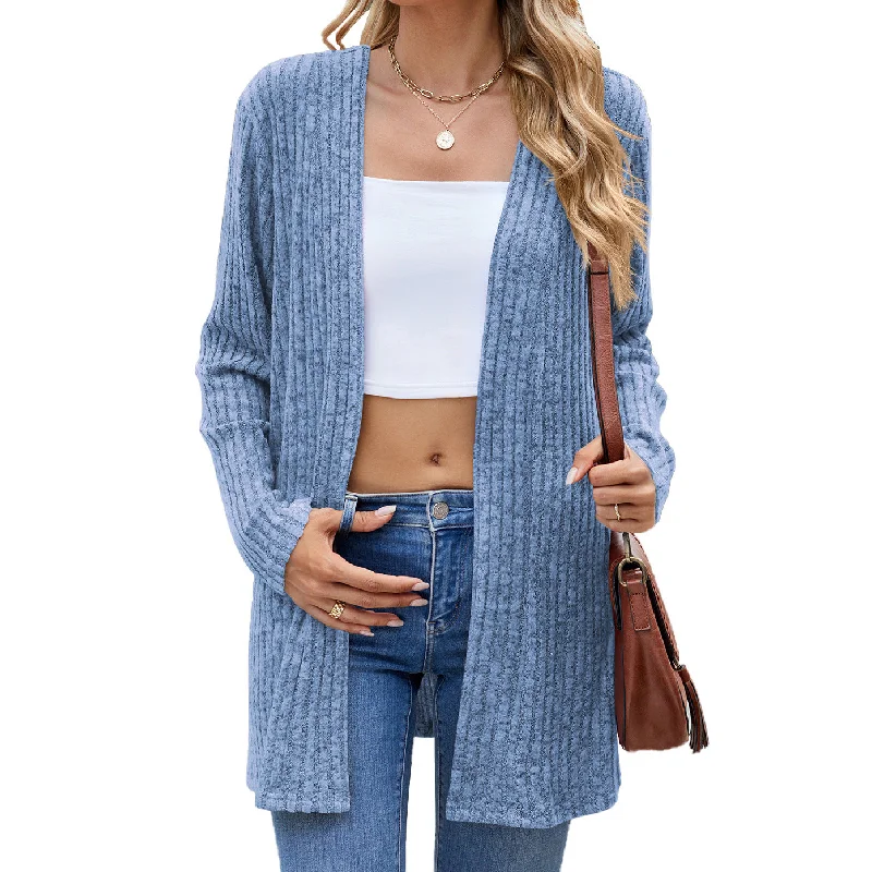 Long-Sleeved Loose-Fitting Brushed Bottom Knit Cardigan Wholesale Womens Clothing N3824091200020 Streetwear Style for 