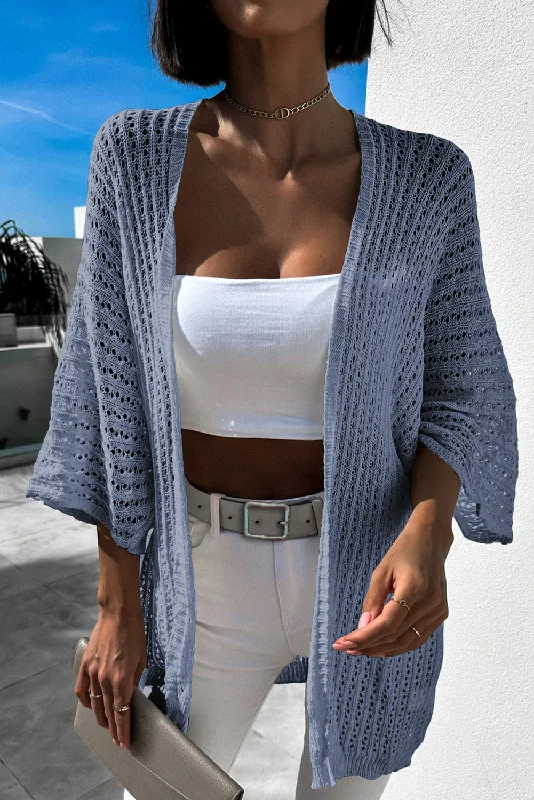 Hollow-out Bracelet Sleeve Knit Cardigan Trendy Women's 
