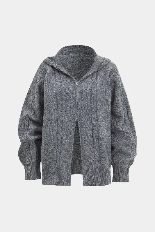 Sweater Hooded Zipper Long Sleeve Cardigan Sporty Women's Athleisure 