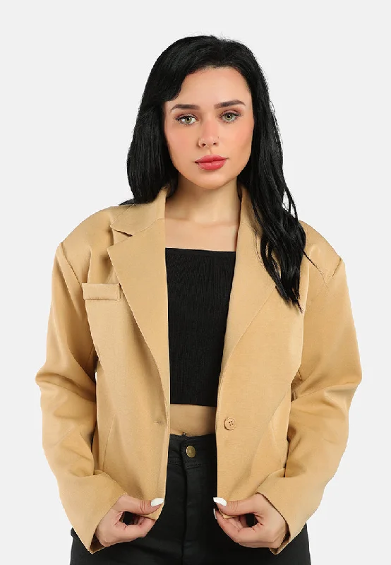 Cropped Half Oversized Blazer Rugged Women's Outdoor 