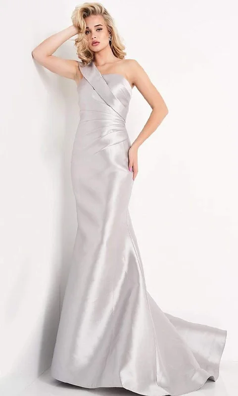 JVN by Jovani JVN04723 - Pleated Bodice One Shoulder Mermaid Gown Tough Women's Military - inspired