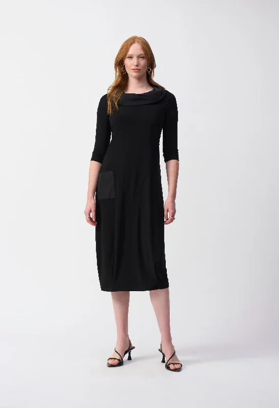 Midi Shift Dress With Pockets Classic Women's Pin - striped