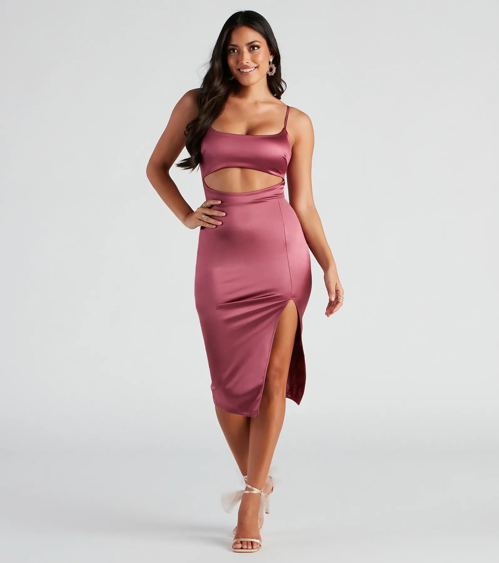 All Eyes On You Satin Midi Dress Confident Women's Power