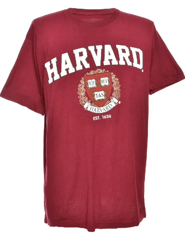 Harvard Maroon Printed T-shirt - L Trendy Women's Oversized