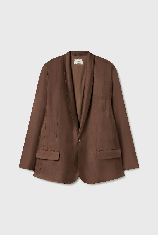 TWILL MIAMI BLAZER DARK EARTH PINSTRIPE Sophisticated Women's 