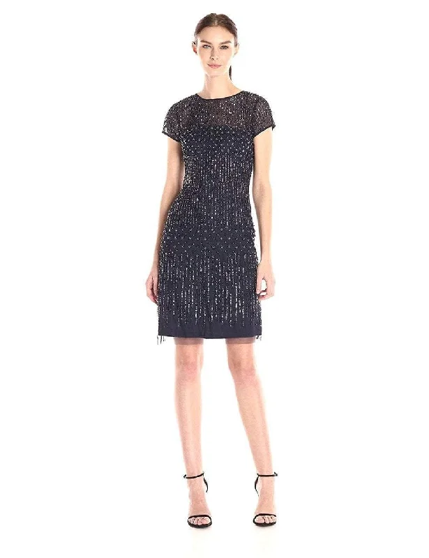 Adrianna Papell - 41926810 Cap Sleeve Rivulet Beaded Sheath Dress French
