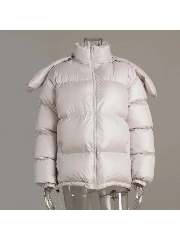 Pure Color Quilted Hooded Winter Puffer Down Coats European