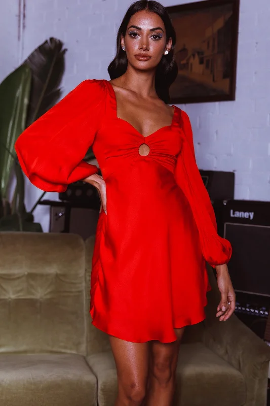 Jonah Lace-Up Back Mini Dress Red Sustainable Organic