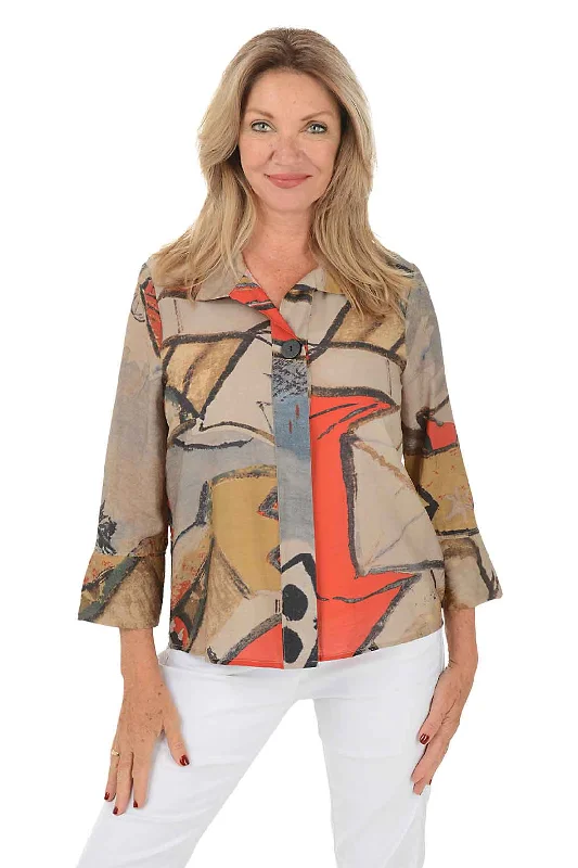 Abstractions Button-Front Shirt Edgy Women's Punk