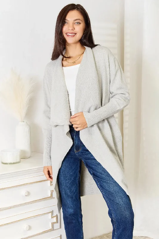Angel Wings Open Front Duster Cardigan with Pockets Earthy Women's Hemp - based