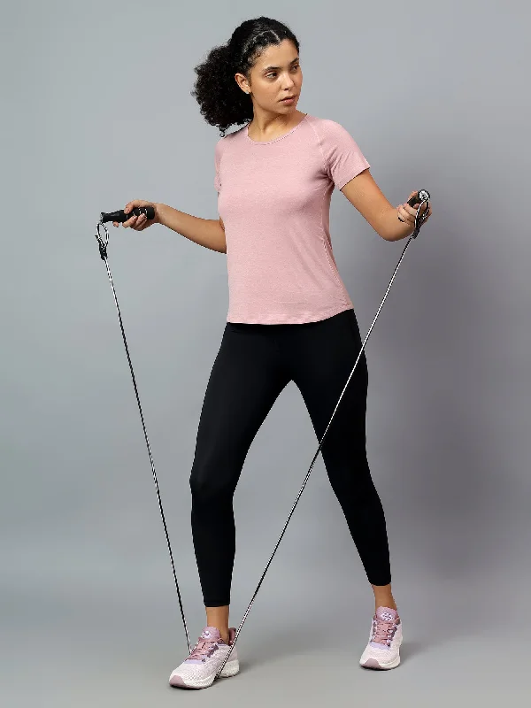 Fitkin Women's Pink Ecofriendly Tencel Active Tshirt Classic Women's Tweed