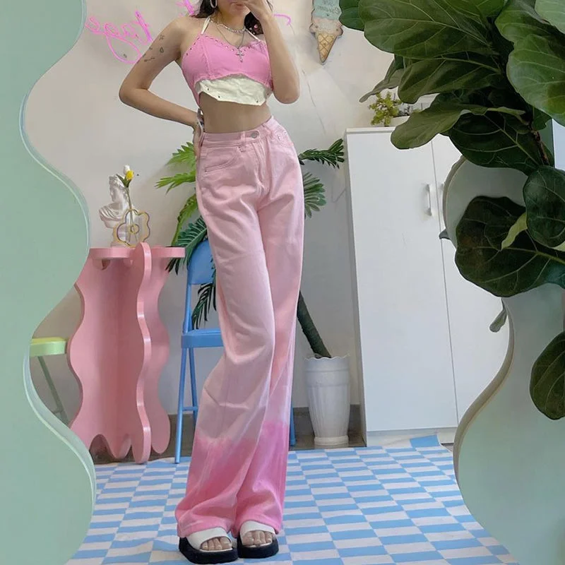 Pink gradient pants PL52138 Athletic Women's 