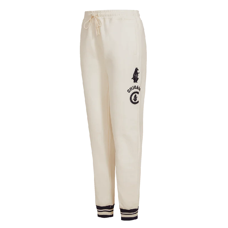 MLB CHICAGO CUBS RETRO CLASSIC WOMEN'S RIB SWEATPANT (EGGSHELL/ MIDNIGHT NAVY) Sophisticated Women's Tailored