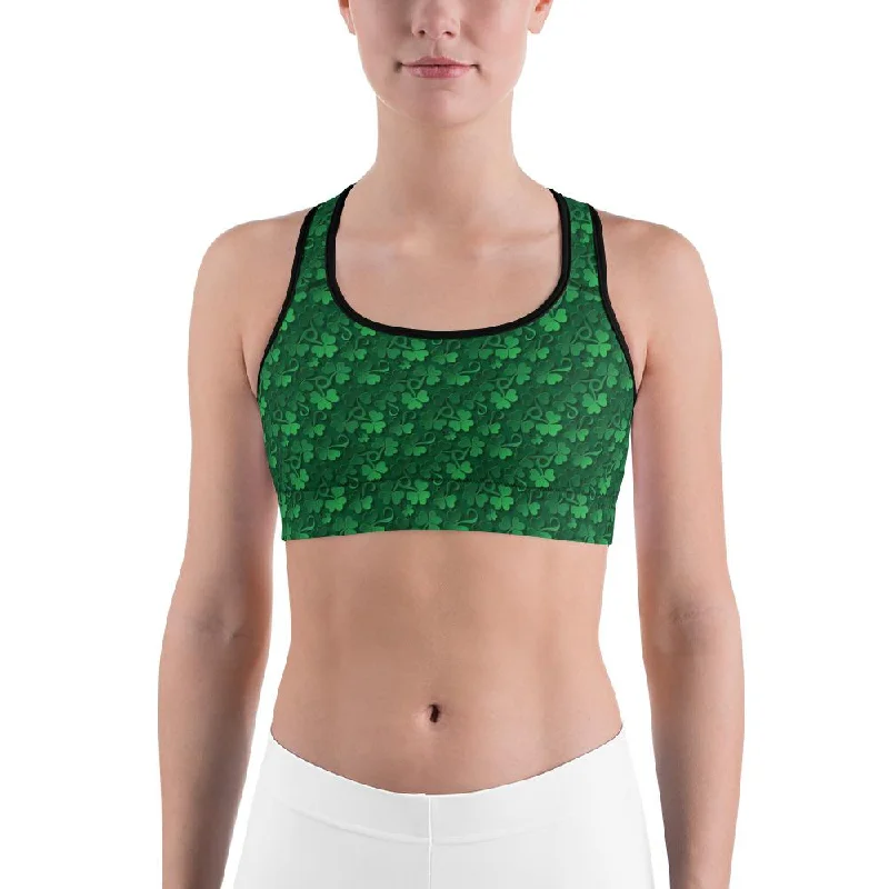 Irish 3D Shamrocks Sports Bra Feminine Women's Soft 