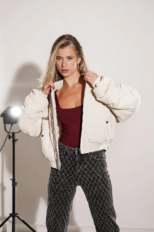 Gewatteerde bomber jacket beige - Lula Relaxed Women's Beachy