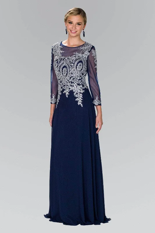 Elizabeth K - GL1368 Laced Bateau Neck Long Sleeve Dress British Gentlewoman Style