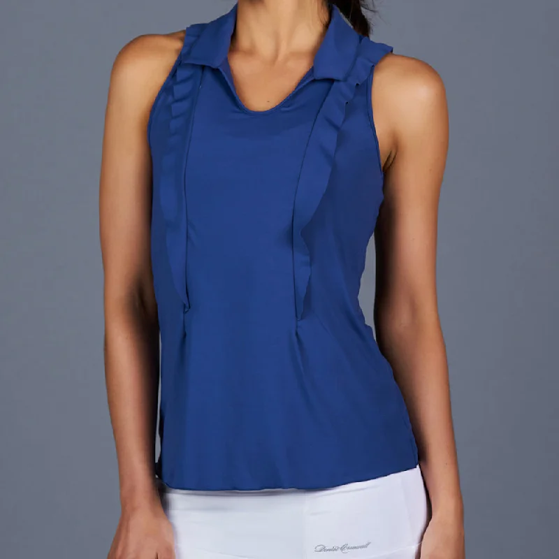 NY Square Sleeveless Collar Top (Navy) Dynamic Women's High - energy