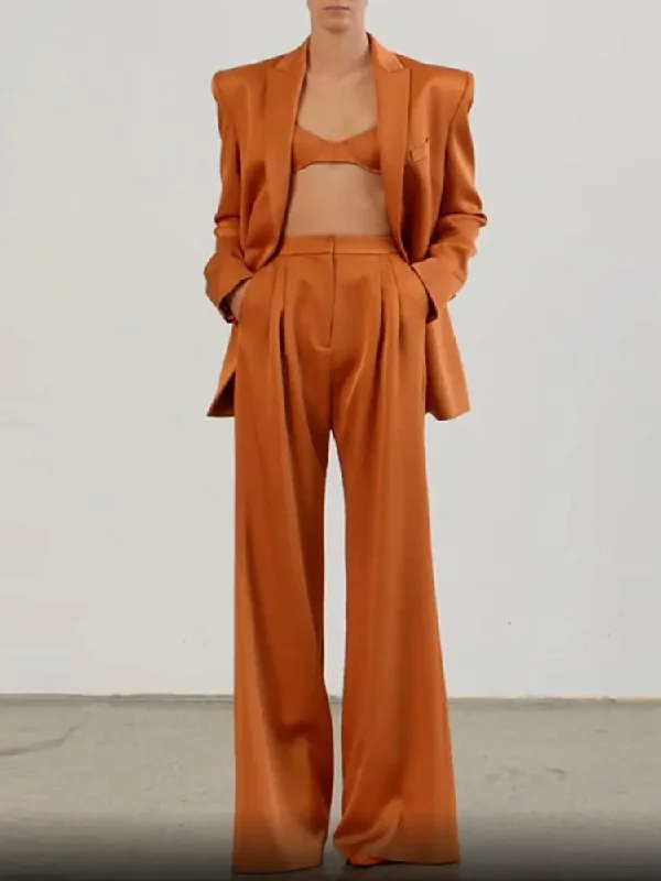 Women's Two Piece Sets Blazer Jacket High Waist Pants Minimalist Women's Casual