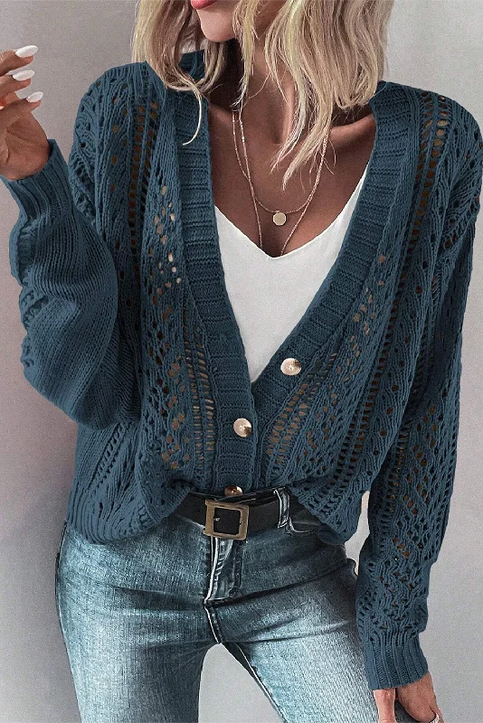 KaleaBoutique Open Knit Drop Shoulder Sweater Cardigan Casual Women's Loose - fitting KaleaBoutique Open Knit Drop Shoulder Sweater Cardigan Casual Women's Loose - fitting