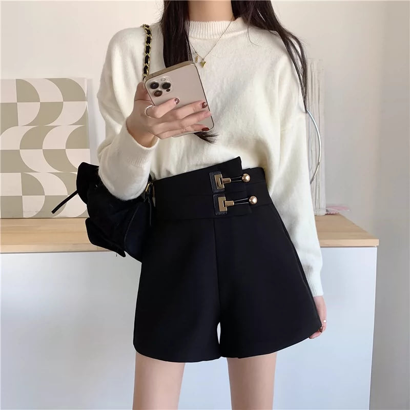 Asymmetrical High-Waisted Shorts Earthy Women's 