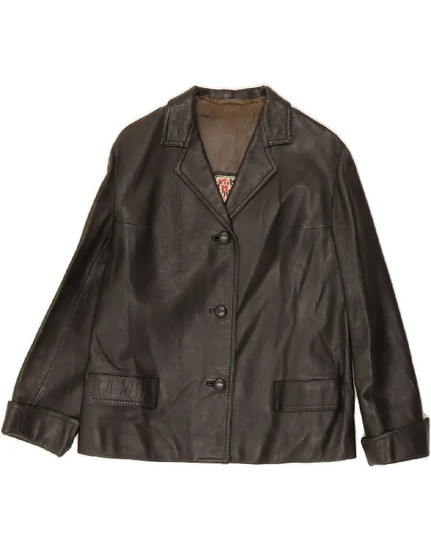 VINTAGE Womens Leather Jacket UK 14 Medium Black Traditional Women's 