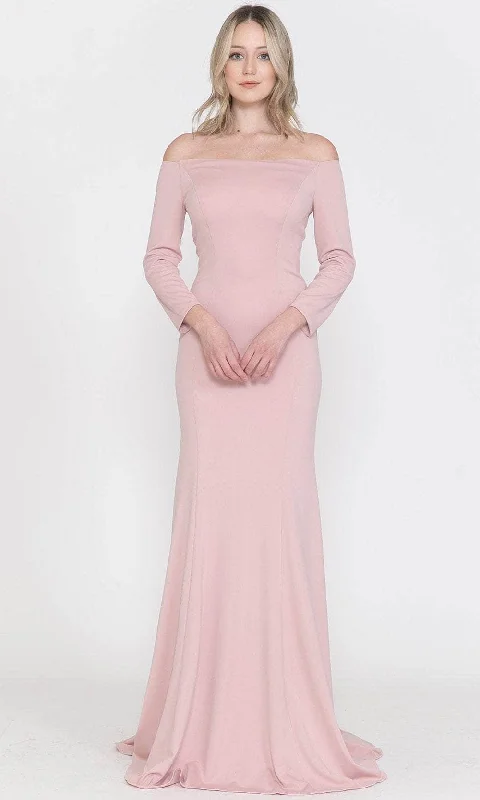 Poly USA 8378 - Off-The-Shoulder Long Sleeve Fitted Gown Feminine Women's Style 