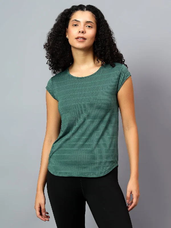 Fitkin Women's Forest Green Short Sleeve Active Tshirt Modern Women's 