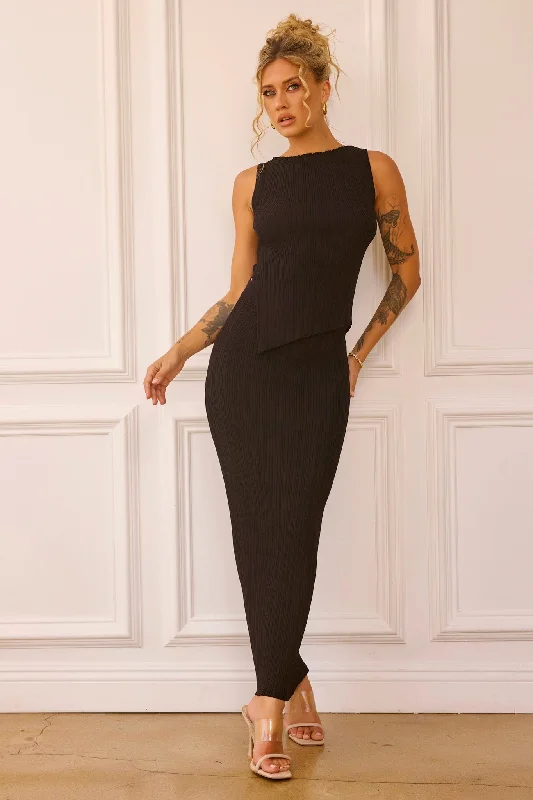 Coffee Chat Skirt - Black Cashmere