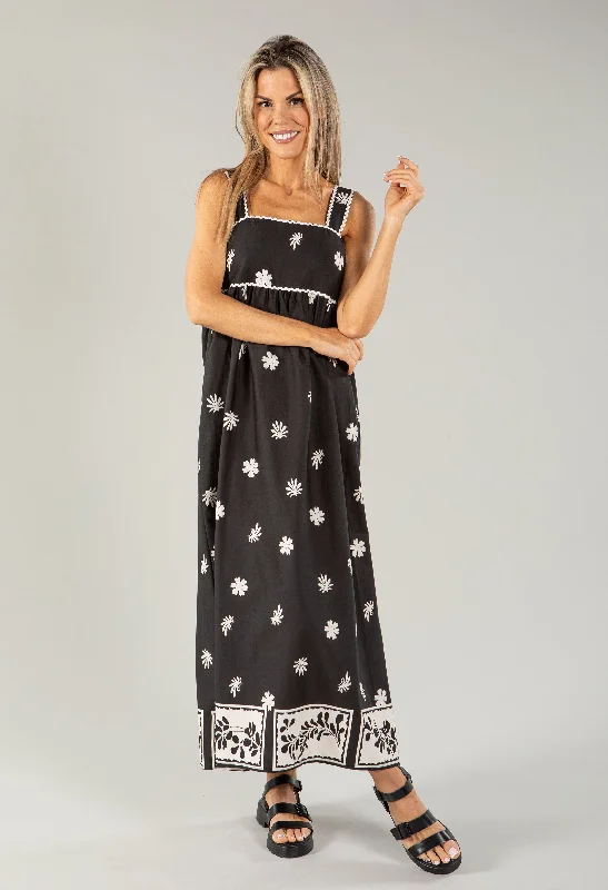 Contrast Wave Strap Printed Dress Casual Women's Loose - fitting