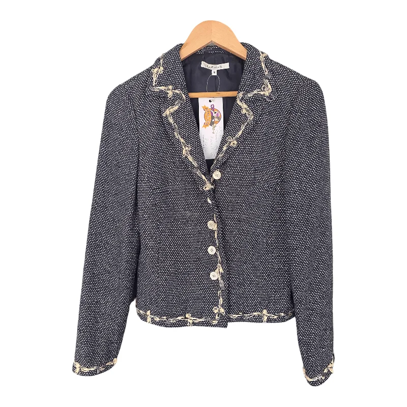 L.K.Bennett Cotton Mix Jacket Navy Blue Lined UK Size 10 European