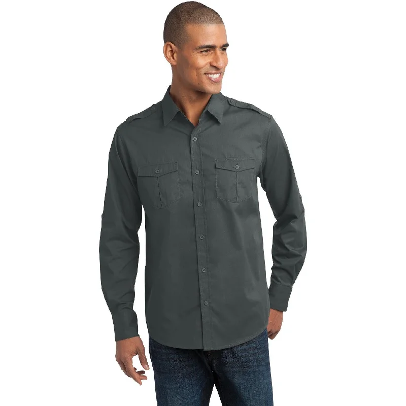 CLOSEOUT - Port Authority Stain-Release Roll Sleeve Twill Shirt Elegant Women's 