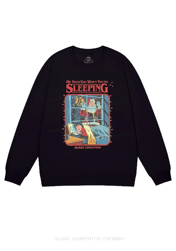 Santa Claus Sees You Y2K Sweatshirt Cherrykitten Dapper Women's Bow - adorned