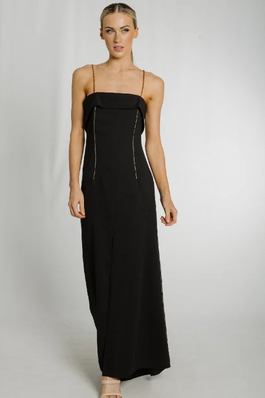 Kayla Chain Strap Dress In Black Sophisticated Women's 