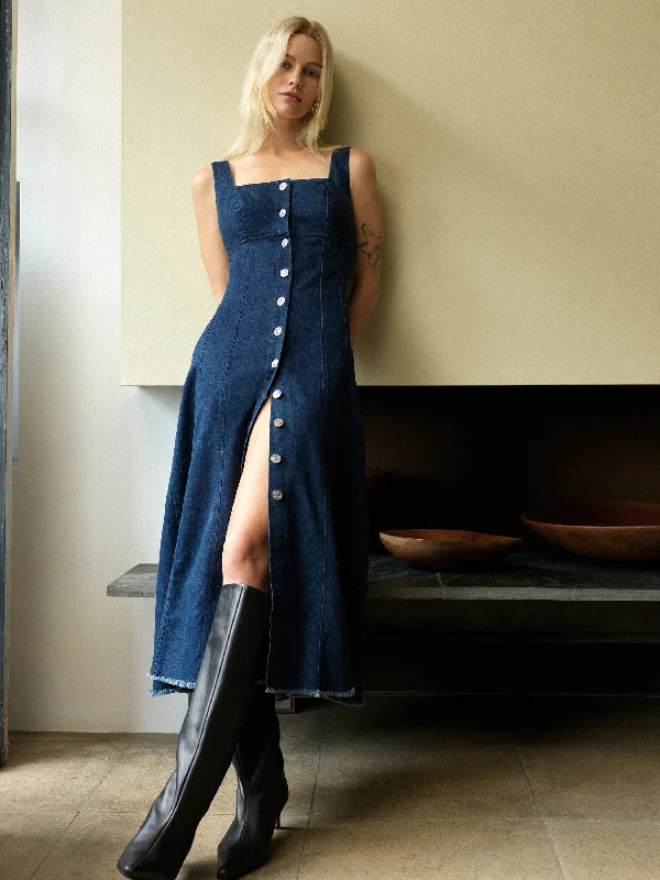 Arywode Denim Dress Artistic Women's Hand - painted