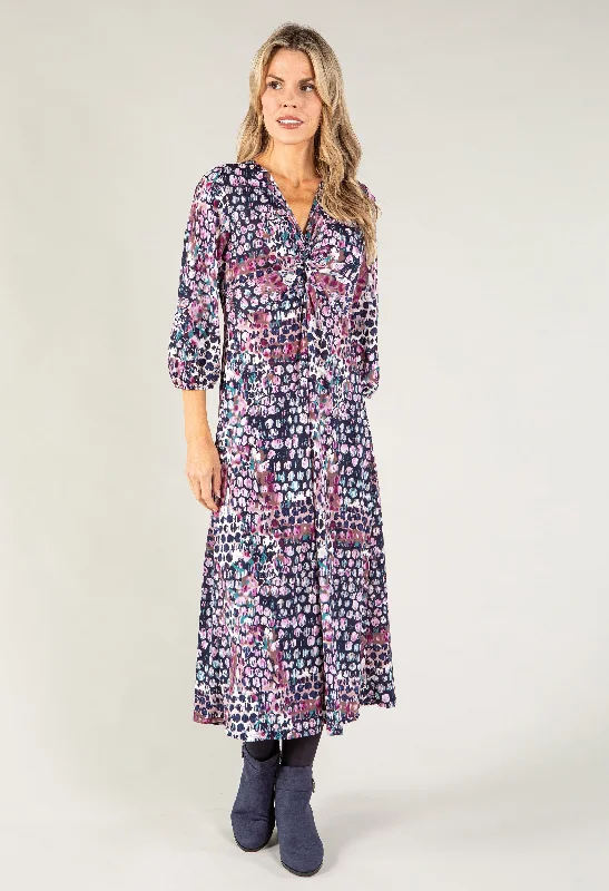 Abstract Print Knot Front Detail Dress Bold Women's Statement