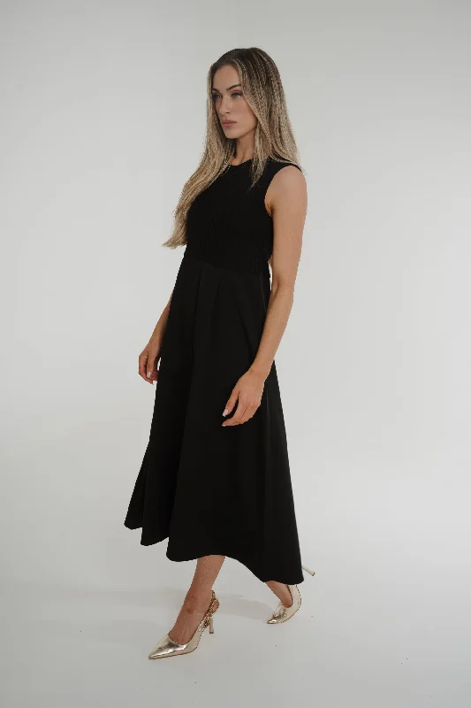 Jasmine Sleeveless Midi Dress In Black Athletic Women's High - 