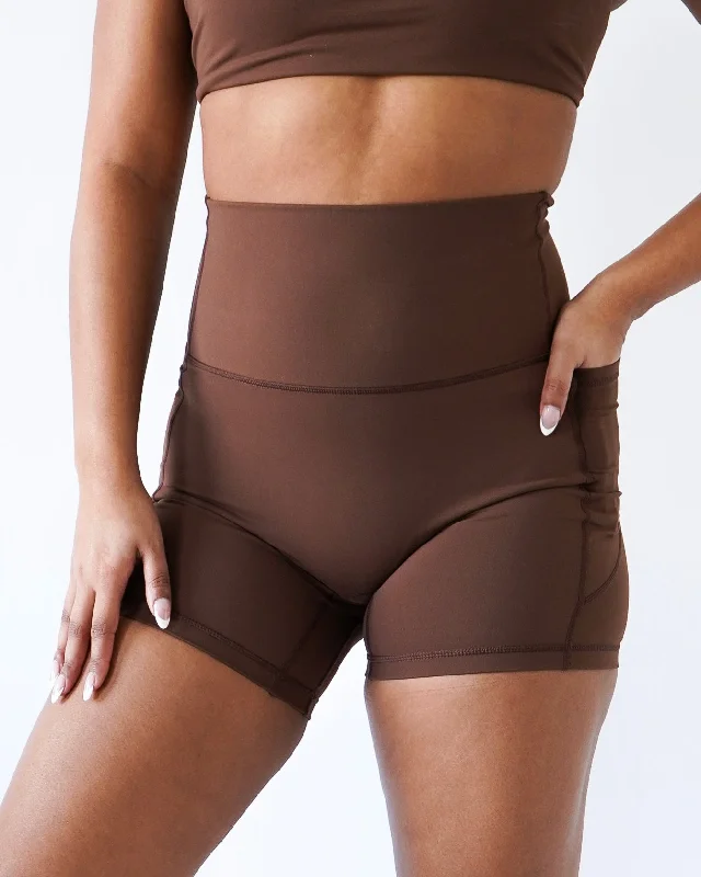 Performance Pocket Biker Shorts - Clay Stylish Women's Tropical 