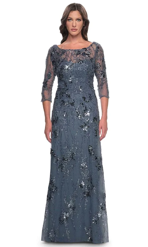 La Femme 31458SC - Rhinestone Ornate Bateau Formal Gown Sophisticated Women's 