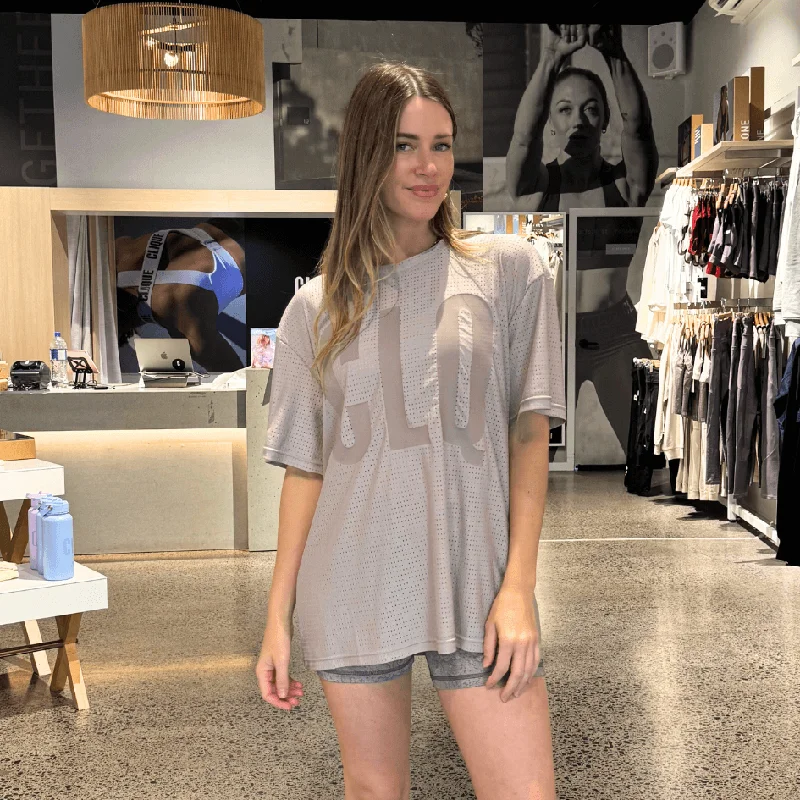 CLQ Flex Oversize Mesh Tee - Latte Refined Women's 