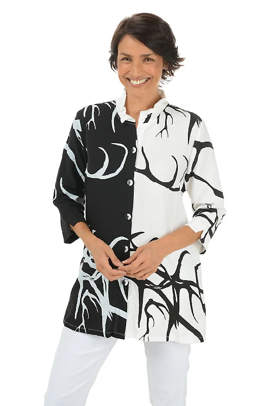 Monochrome Roots Wire Collar Shirt Cool Women's Distressed